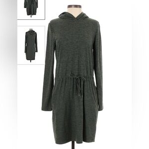 Kyodan Outdoor Hunter Green Long Sleeve Tie Waist Dress with hoodie